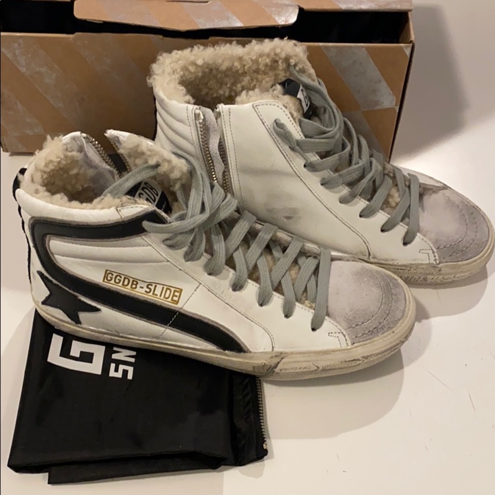 Golden goose white shearling